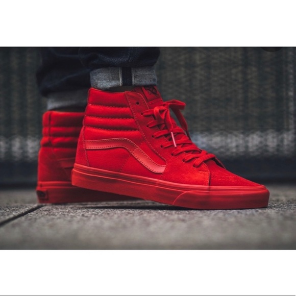 Vans Shoes - Vans RARE Mono Red Sk8 Hi-Top Sneakers